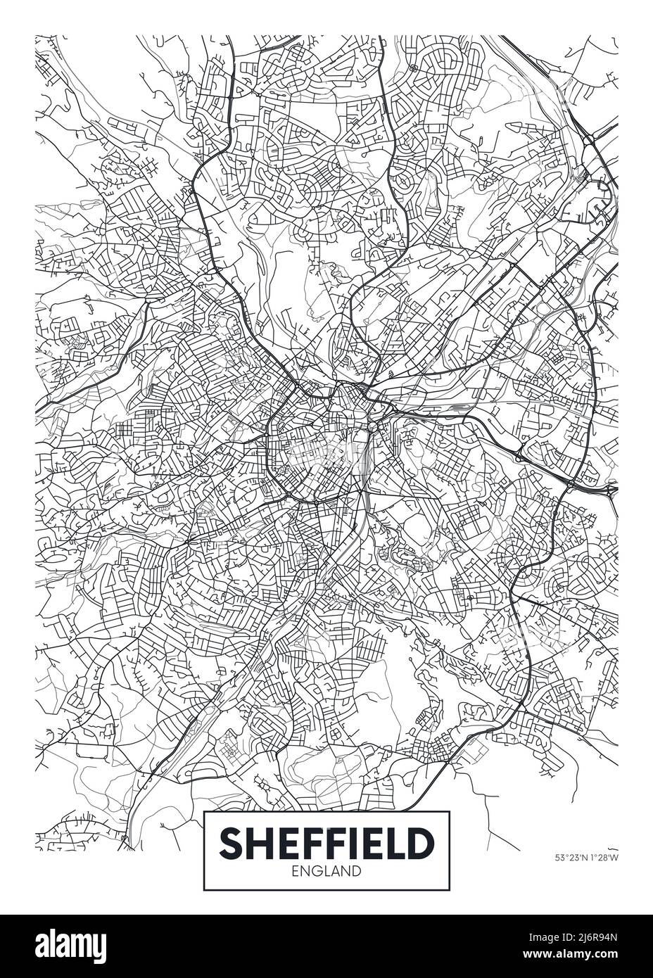 City map Sheffield, travel vector poster design Stock Vector