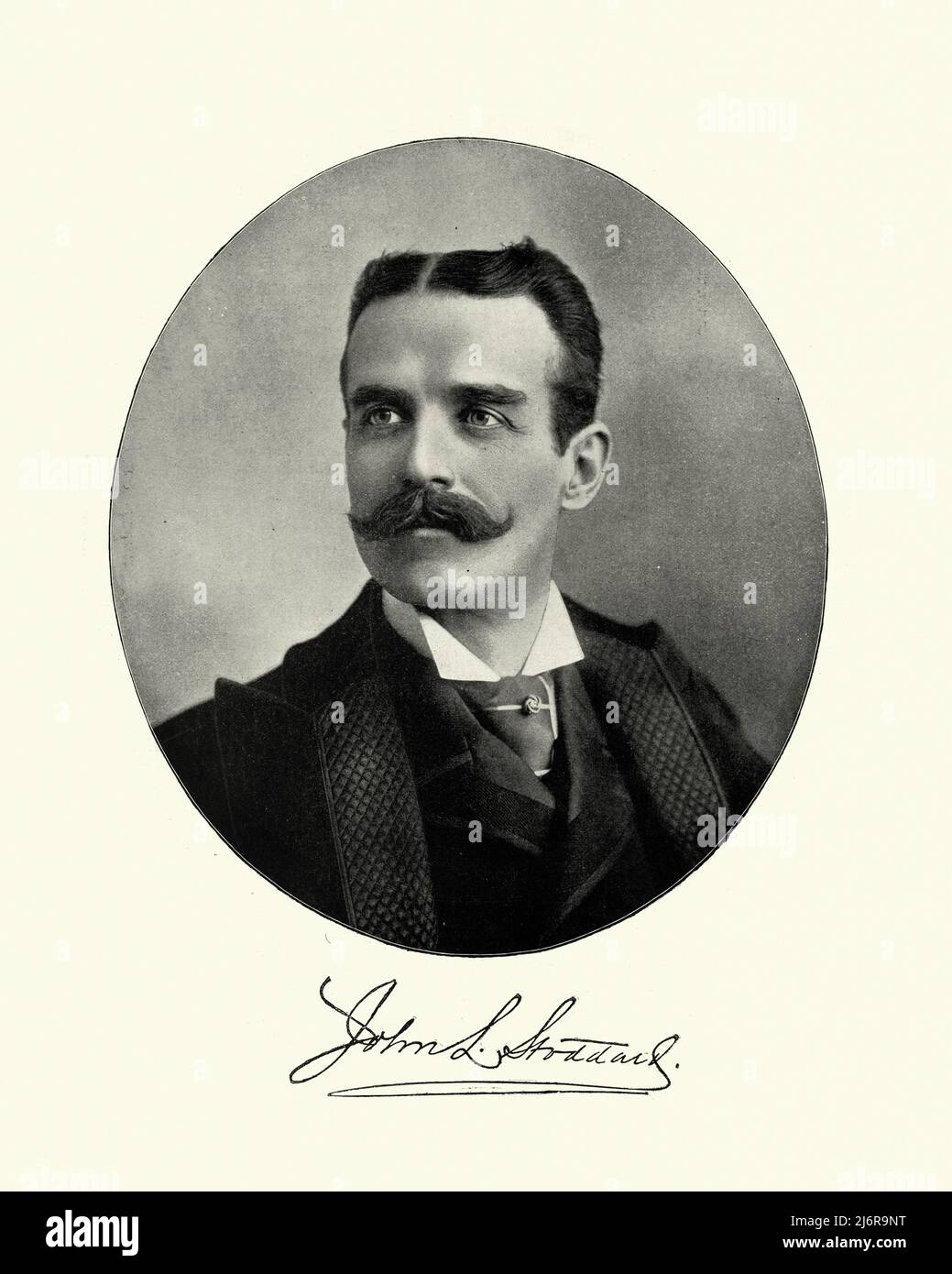 Antique photograph of John Lawson Stoddard. an American writer, hymn writer and lecturer who gained popularity through his travelogues. 19th Century Stock Photo