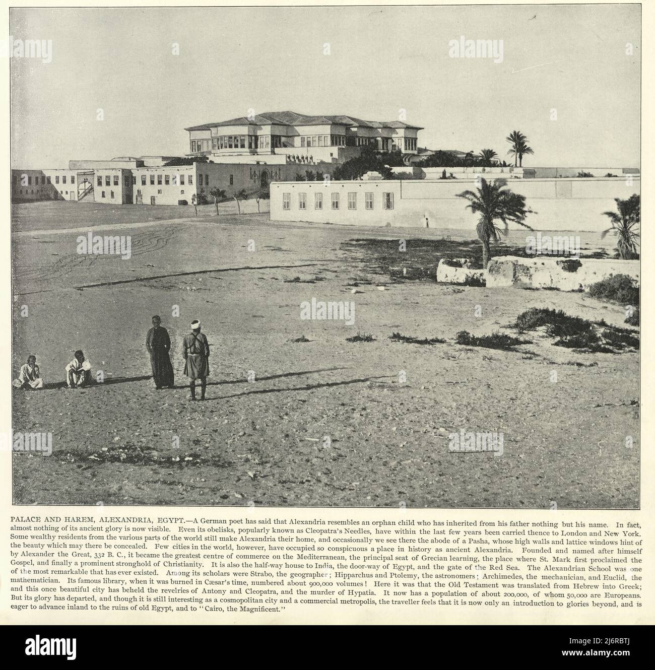 Vintage photograph of Palace and Harem, Alexandria, Egypt, 19th Century Stock Photo