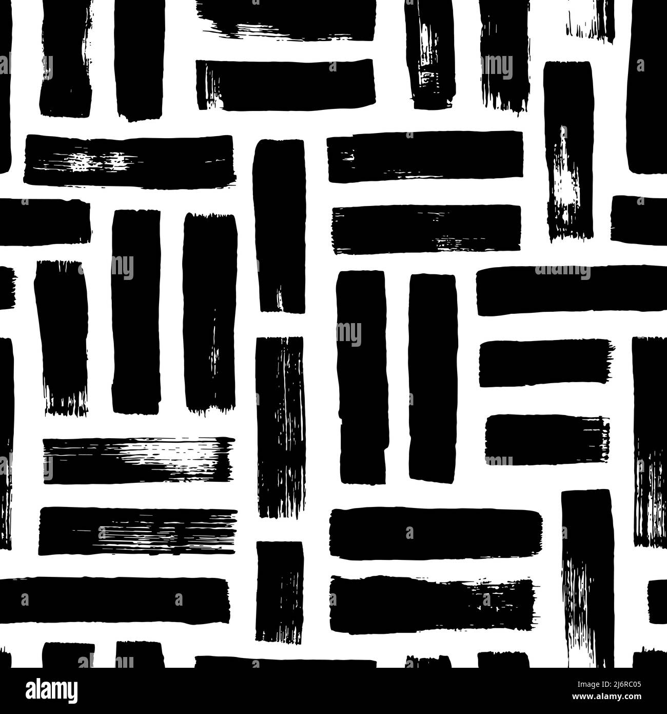 Hand drawn black striped seamless geometry pattern Stock Vector