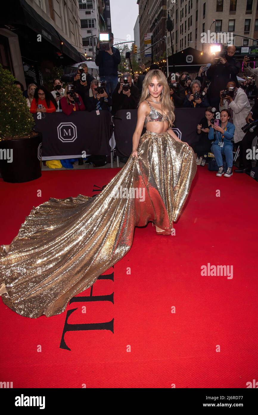 sabrina carpenter met gala gold dress Sabrina Carpenter Wears a Dress Wrapped in Actual 'Sabrina' Film to the  2026 Met Gala