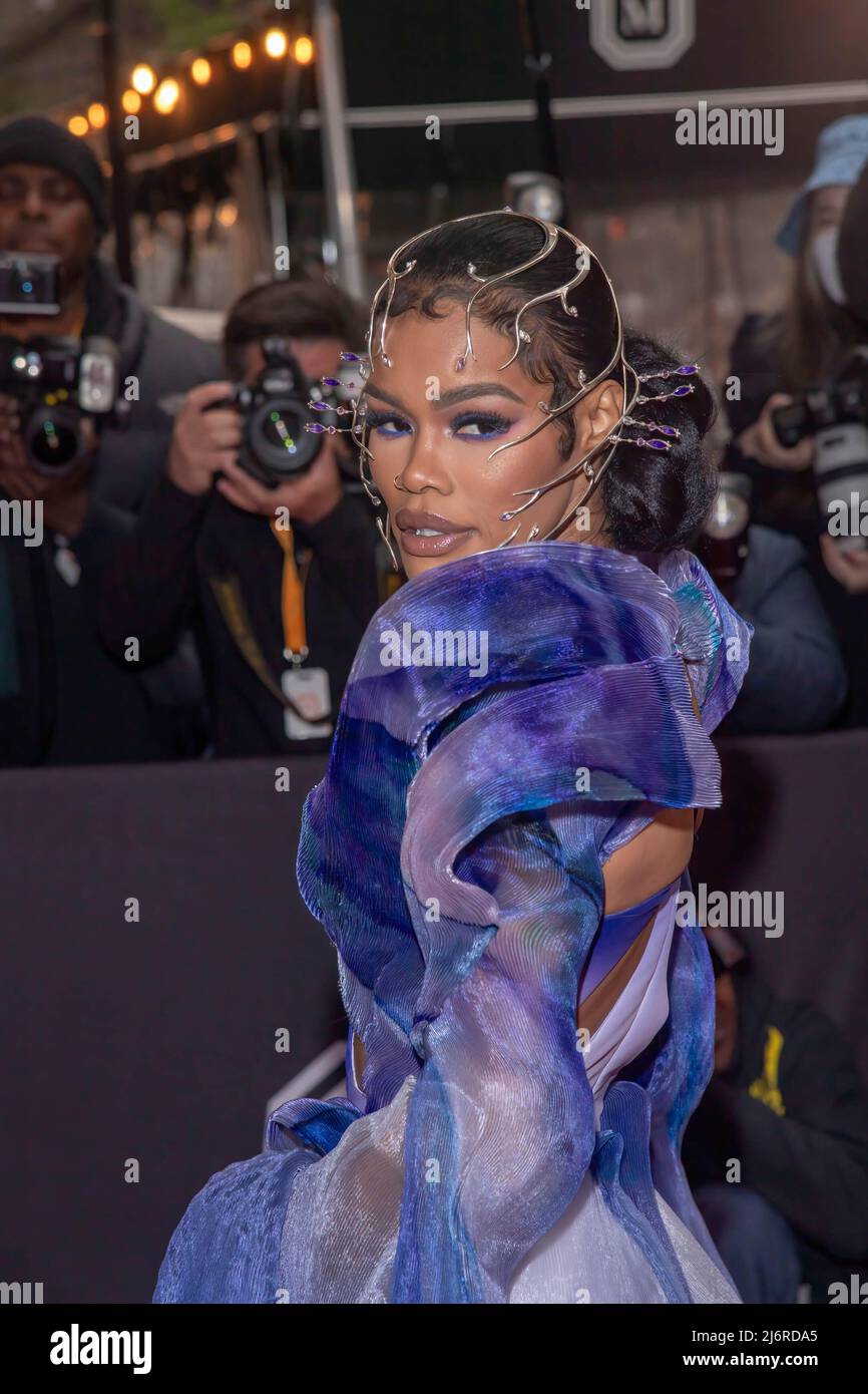 Teyana Taylor wearing Iris Van Herpen departs The Mark Hotel for 2022