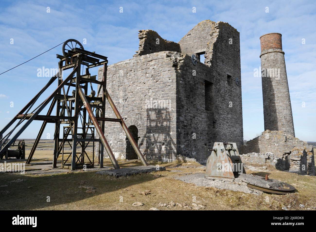 Magpie lead mine near Sheldon in Derbyshire England, Industrial heritage, lead mining, Peak district national park Stock Photo