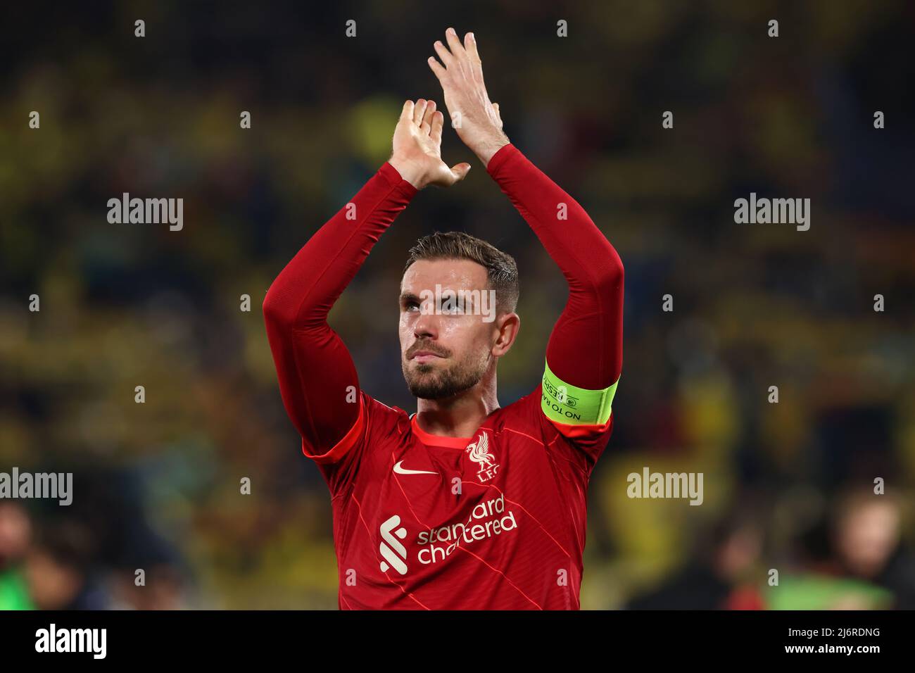 Villarreal, Spain. 3rd May, 2022. Jordan Henderson of Liverpool FC applauds the fans following the final whistle of the UEFA Champions League match at Estadio de la Cer‡mica, Villarreal. Picture credit should read: Jonathan Moscrop/Sportimage Credit: Sportimage/Alamy Live News Stock Photo