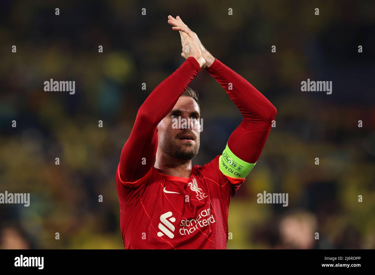 Villarreal, Spain. 3rd May, 2022. Jordan Henderson of Liverpool FC applauds the fans following the final whistle of the UEFA Champions League match at Estadio de la Cer‡mica, Villarreal. Picture credit should read: Jonathan Moscrop/Sportimage Credit: Sportimage/Alamy Live News Stock Photo