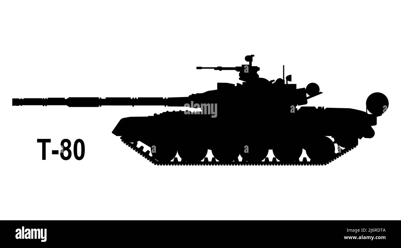 Battle tank T-80. Tank icon. Vector illustration. Tank silhouette Stock Vector