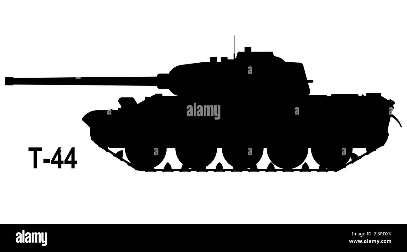 Battle tank T-44. Tank icon. Vector illustration. Tank silhouette Stock ...