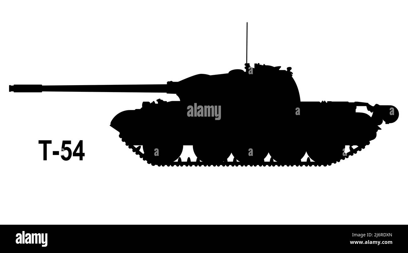 Battle tank T-54. Tank icon. Vector illustration. Tank silhouette Stock Vector