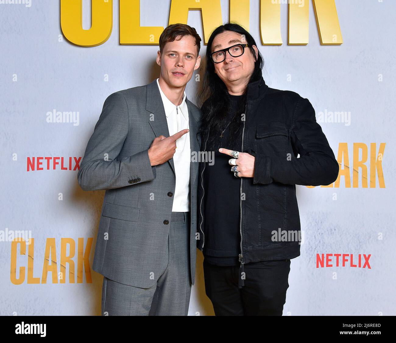 Stockholm, Sweden 3 May 2022, Bill Skarsgård and Jonas Åkerlund on the  yellow carpet at the launch of new Netflix series Clark at Berns in  Stockholm, Sweden 3 May 2022 Foto: Karin