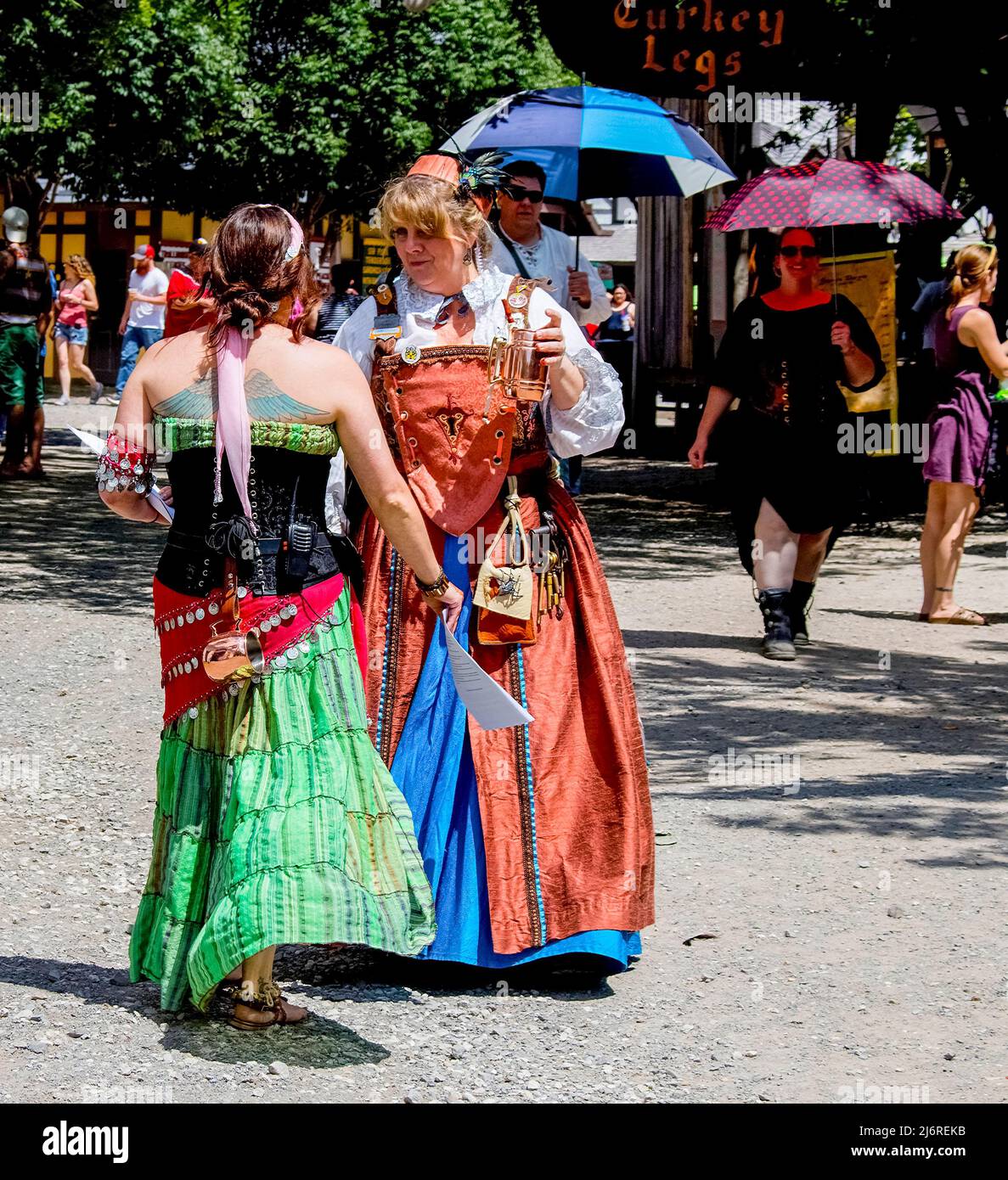 Costumed women chatting at Renaissance Faire in Muskogee Oklahoma USA 5 ...