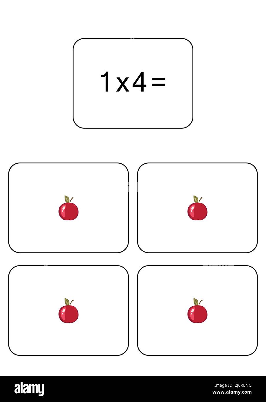 Multiplication table of 1. Maths card with an example, drawing ...
