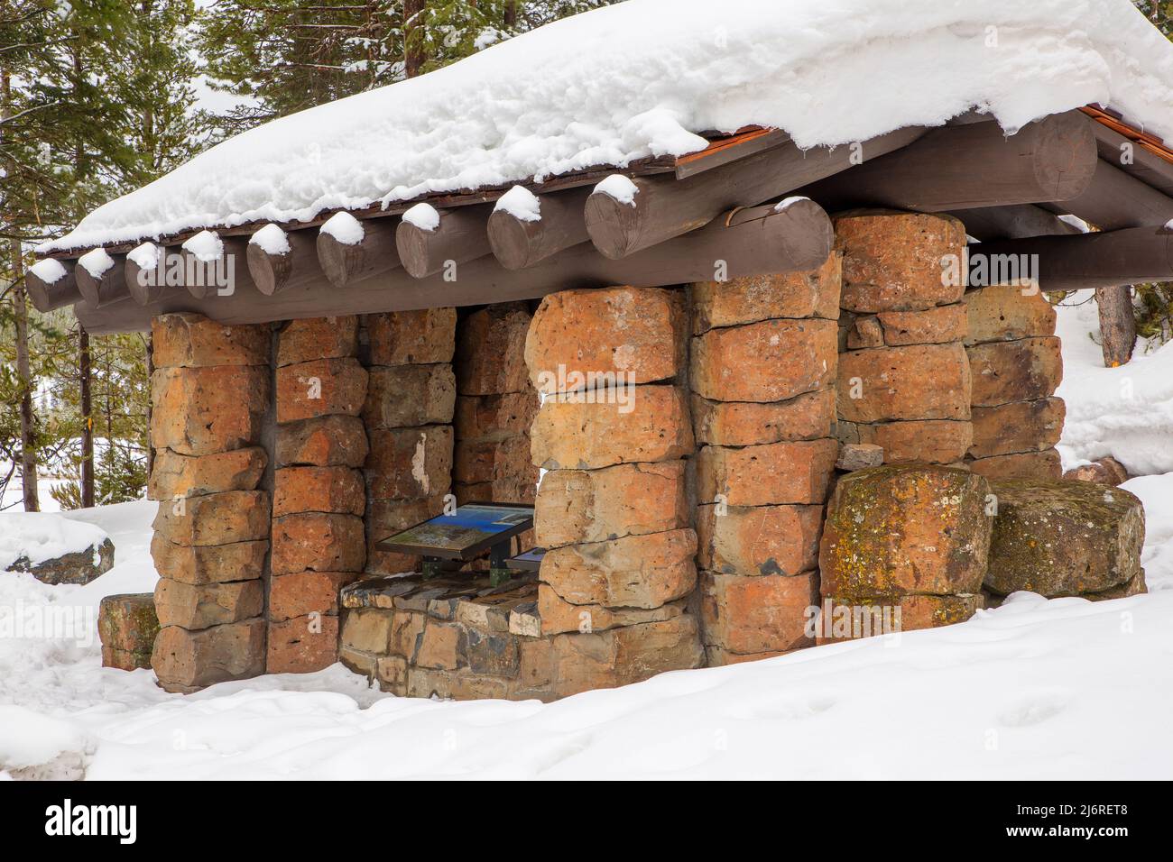 Obsidian Cliff interpretive board shelter, Yellowstone National Park