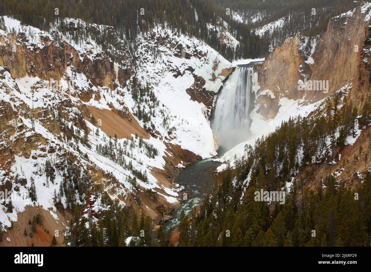 Lower Yellowstone Falls from Lookout Point, Yellowstone National Park, Wyoming Stock Photo
