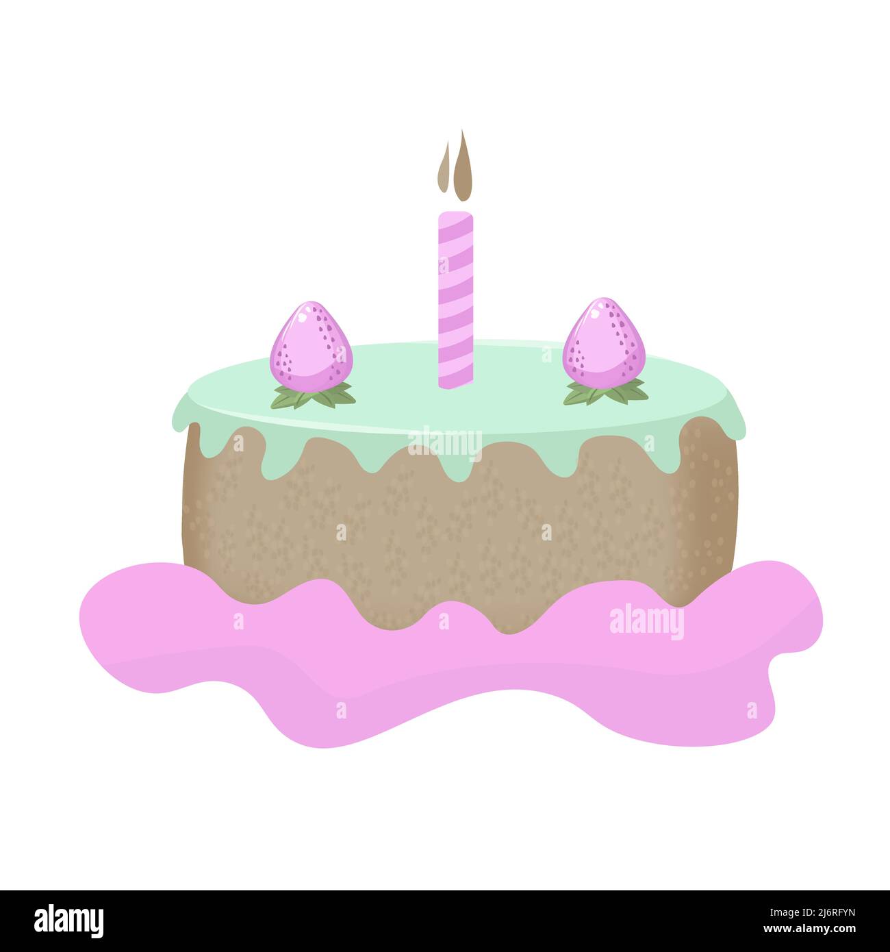 Appetizing strawberry cake, colorful illustration Stock Vector