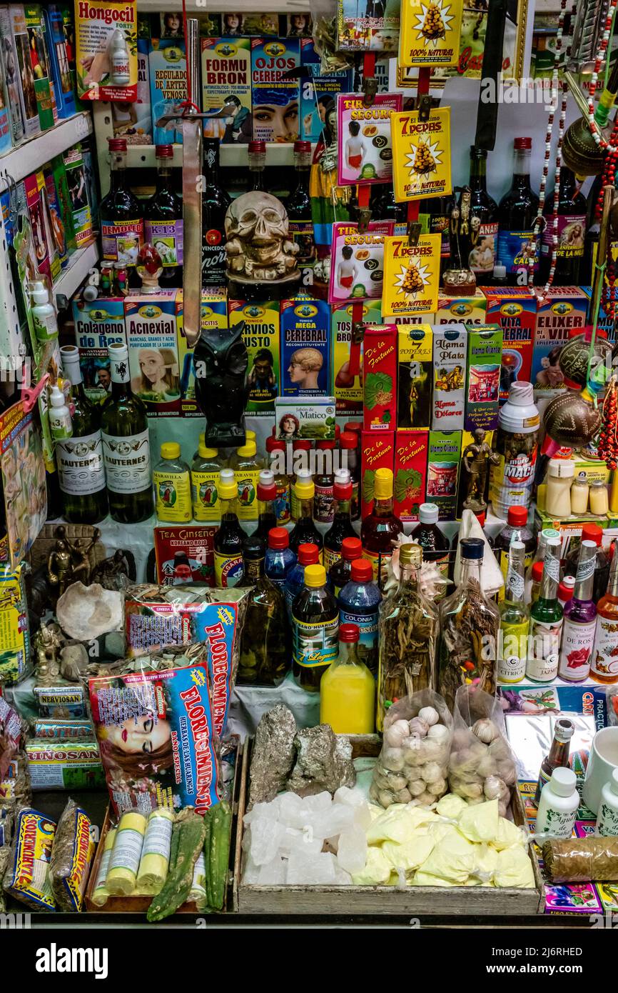 The Mercado De Brujos (Witch doctors’ Market) At The Mercado Modelo, Chiclayo, Lambayeque Region, Peru. Stock Photo