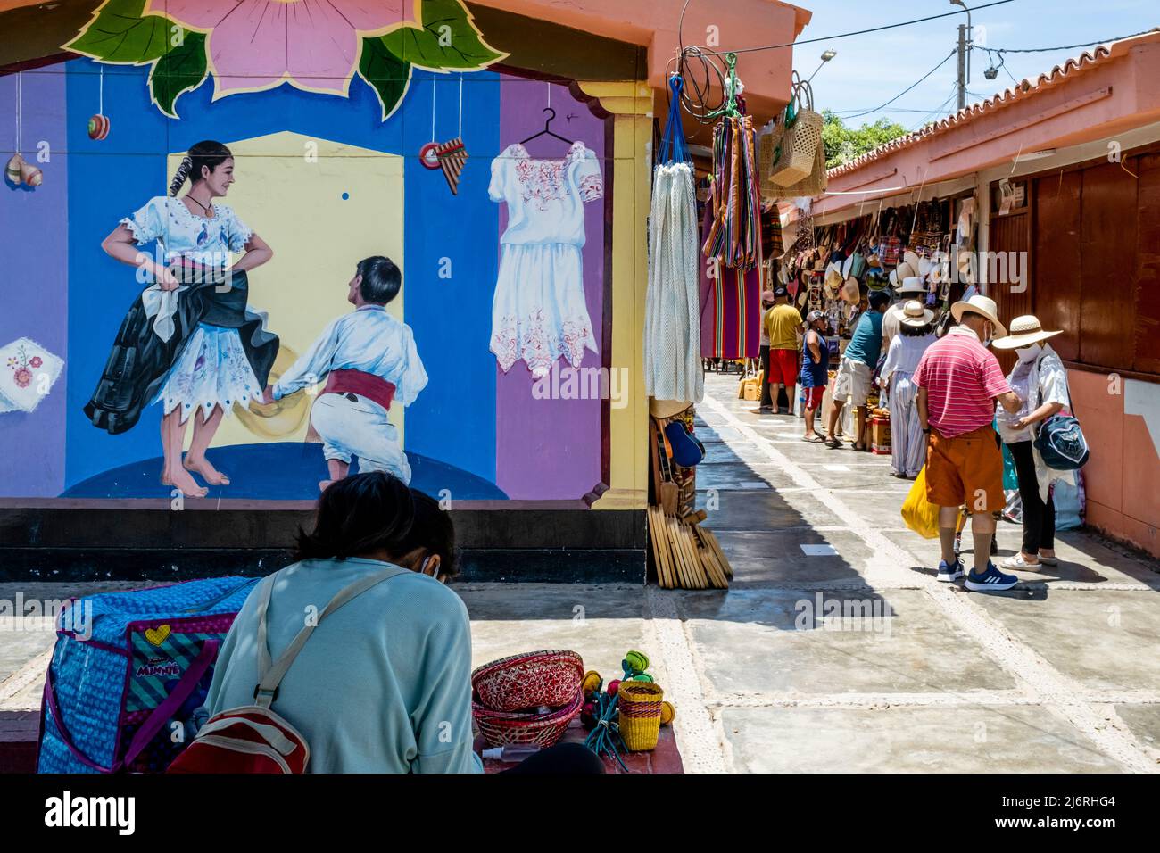 Colourful Shops At The Monsefu Craft Market near Chiclayo, Lambayeque Region, Peru. Stock Photo