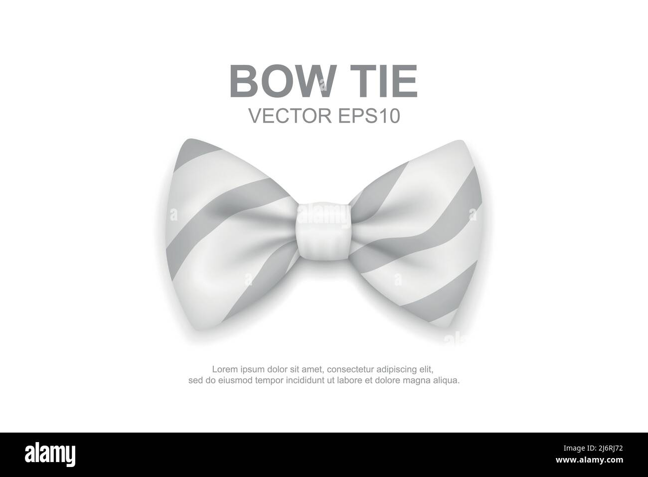 Vector 3d Realistic White Striped Bow Tie Icon Closeup Isolated on ...
