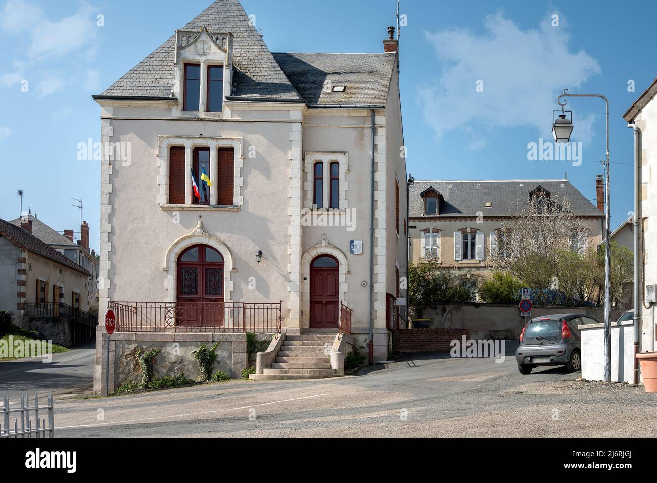 LA CHAPELAUDE, FRANCE - MARCH 26, 2022: Village hall of La Chapelaude, Aliier, France Stock Photo