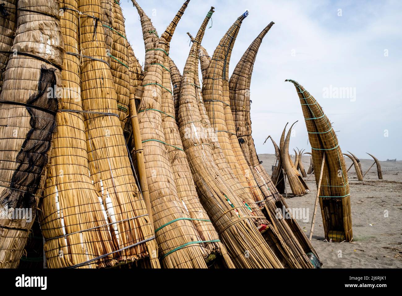 Totoro Reeds Caballitos de Totoro (Traditional Reed Boats) Stacked Up On Santa Rosa ...