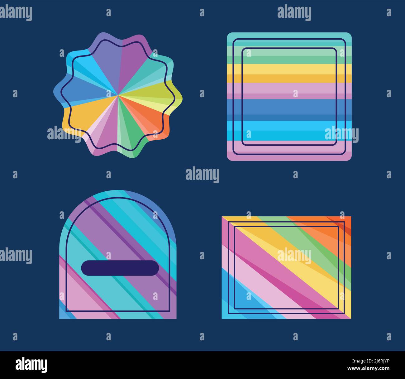 four holographic stamps icons Stock Vector Image & Art - Alamy