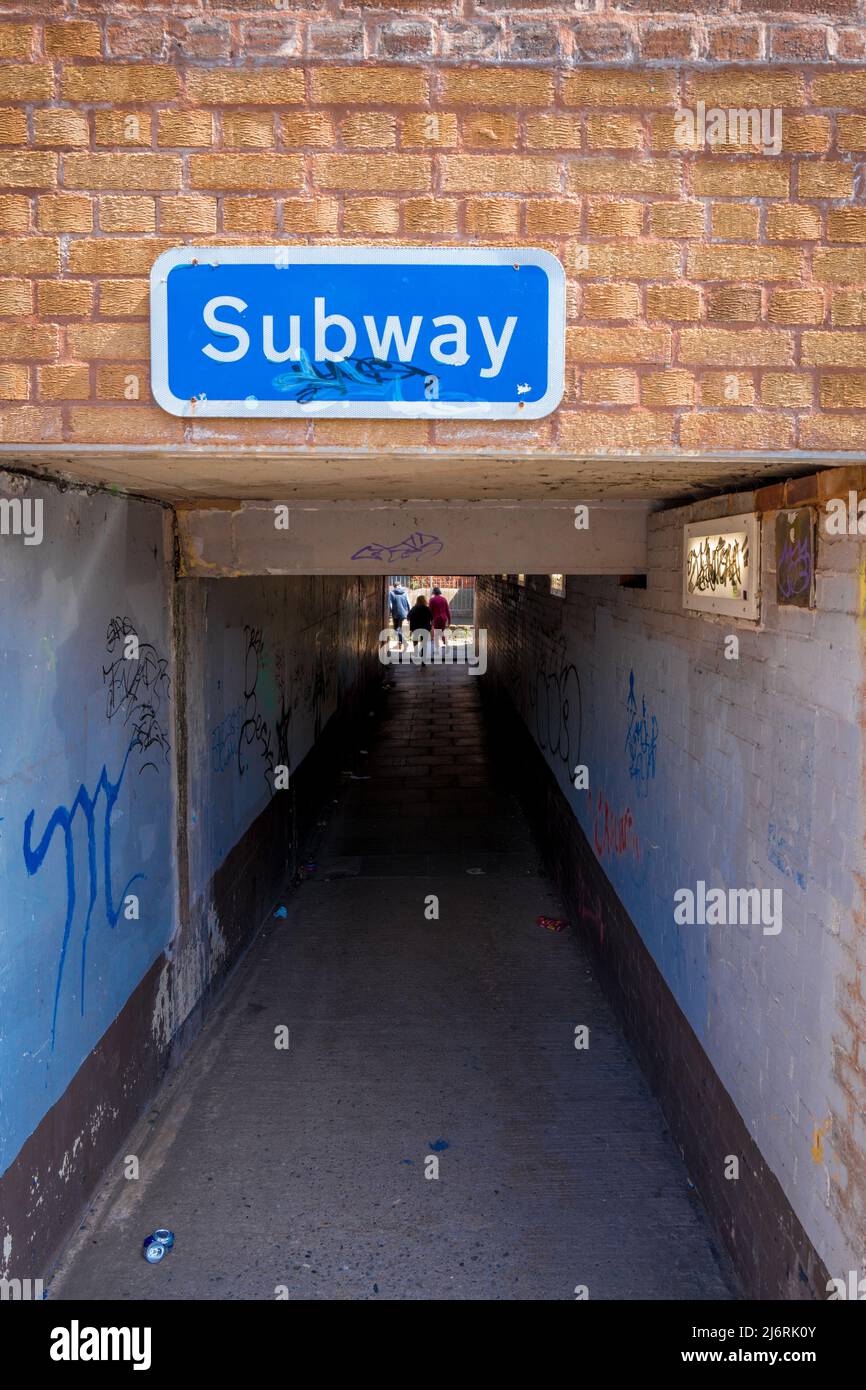 Subway running under the A49 main road in Hereford, Herefordshire, England. Stock Photo