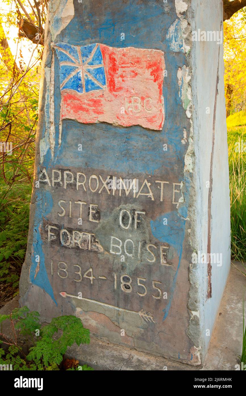 Fort Boise monument, Fort Boise Wildlife Management Area, Idaho Stock
