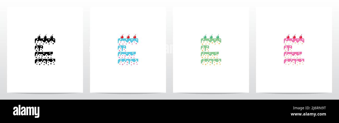 Multilevel Cake Letter Logo Design E Stock Vector