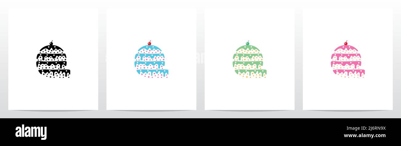 Multilevel Cake Letter Logo Design Q Stock Vector