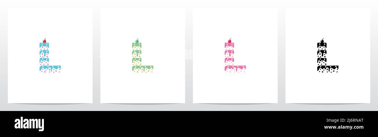 Multilevel Cake Letter Logo Design L Stock Vector