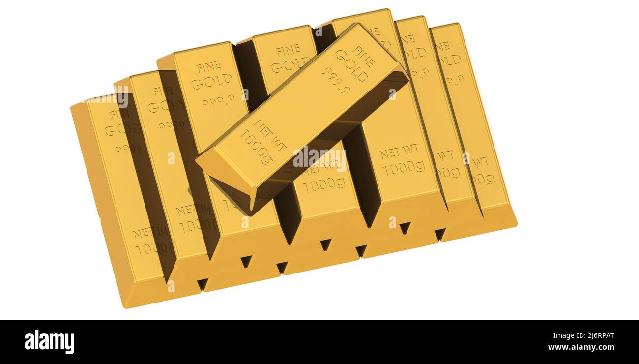 Gold bars isolated on white background, 3d rendering Stock Photo - Alamy