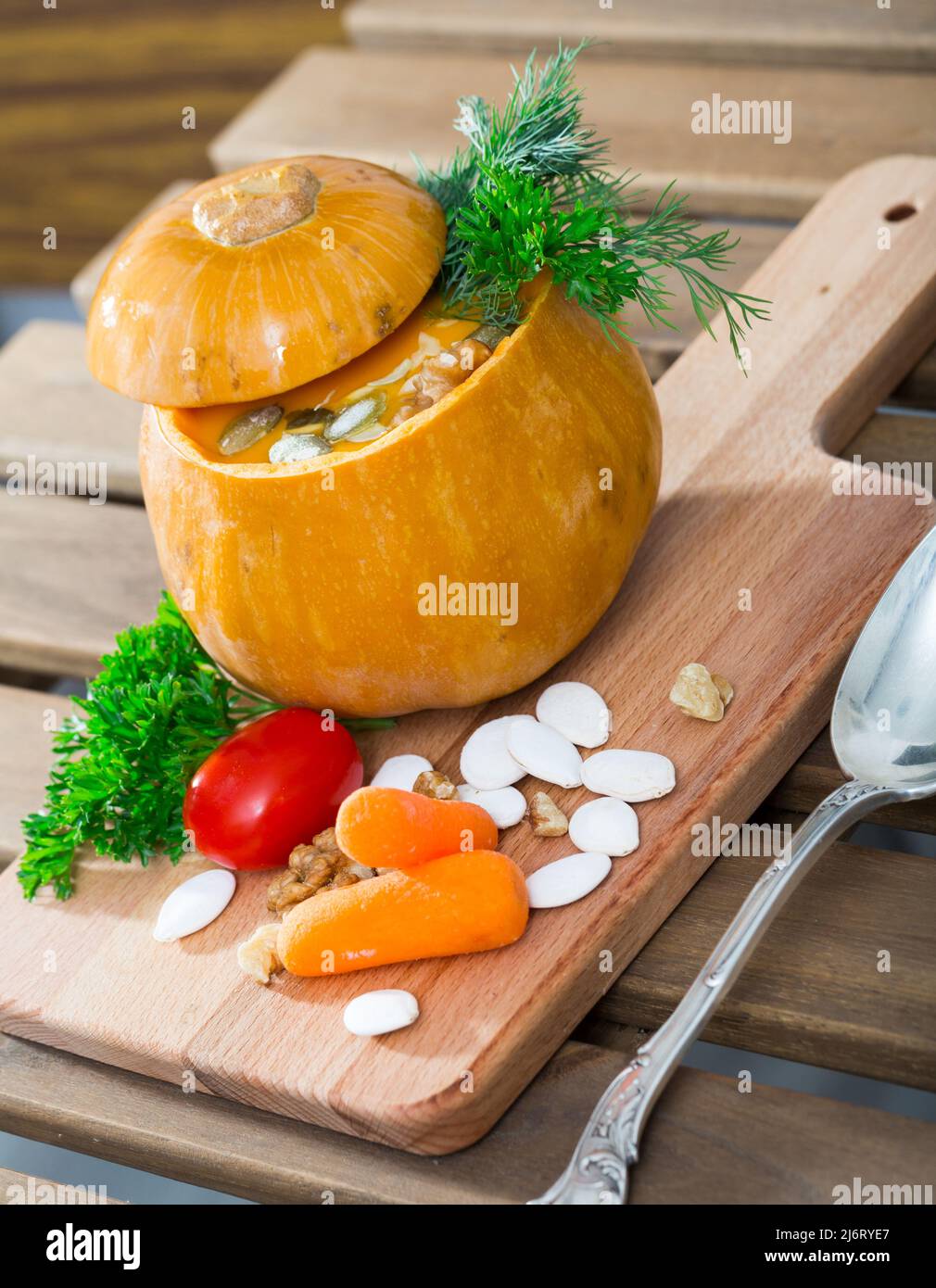 Image of Pumpkin soup. Stock Photo