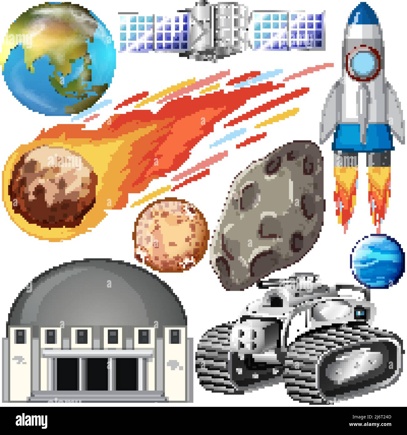 Set of space objects on white background illustration Stock Vector ...