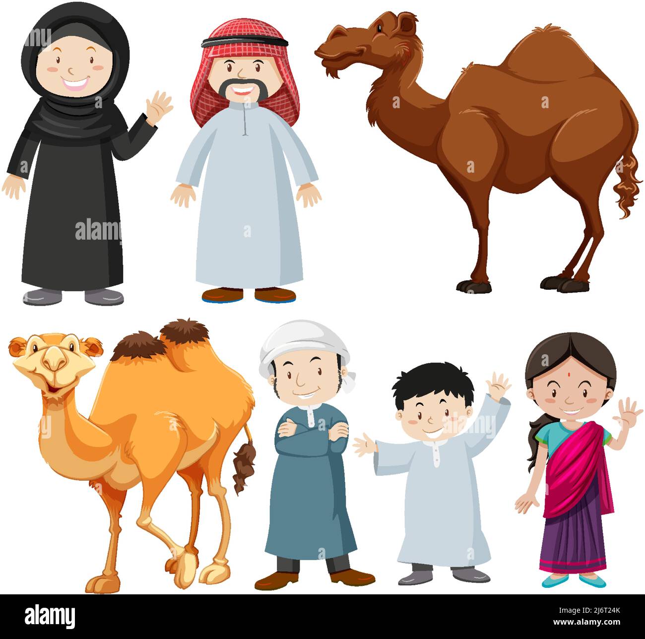 Arabic people with camel illustration Stock Vector