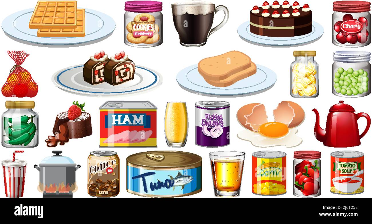 Set of different foods illustration Stock Vector Image & Art - Alamy