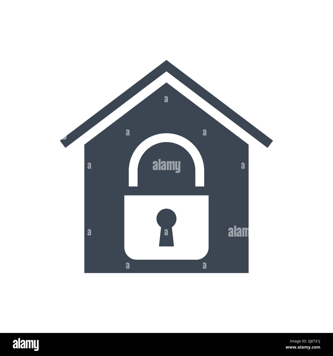 Quarantine related vector glyph icon. Simple house icon with lock inside. Quarantine sign. Isolated on white background. Editable vector illustration Stock Vector