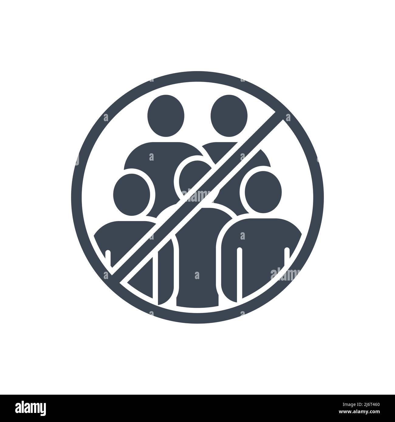 Avoid crowded places related vector glyph icon. Group of people in prohibition sign. Isolated on white background. Editable vector illustration Stock Vector