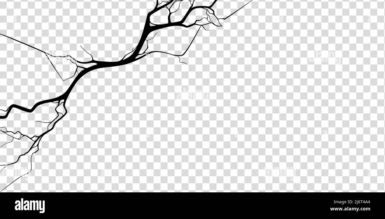 Crack on concrete or ground due to aging or drought. Fissure isolated ...