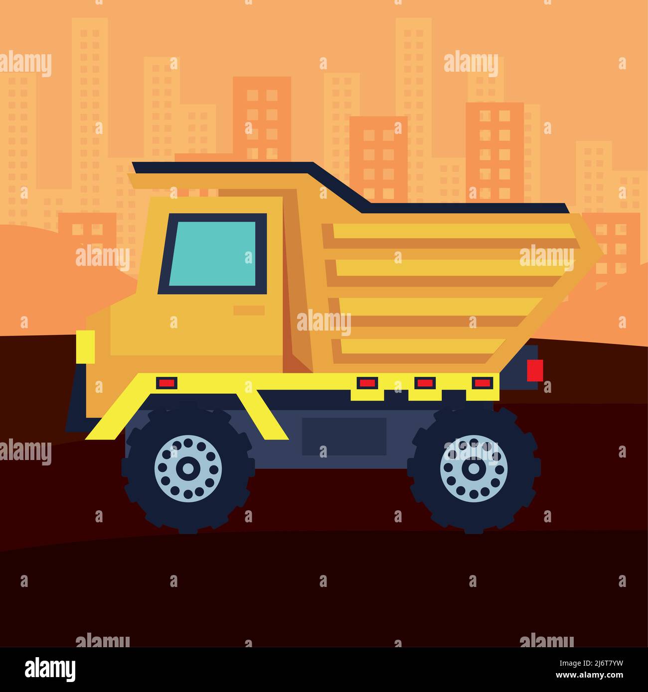 dump truck in construction Stock Vector