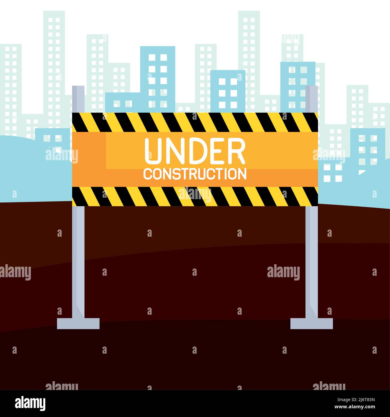 under construction barricade scene Stock Vector
