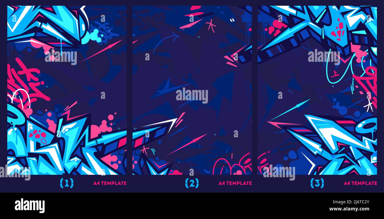 Dark Abstract Graffiti Style A4 Poster Vector Illustration Background Template  Stock Vector