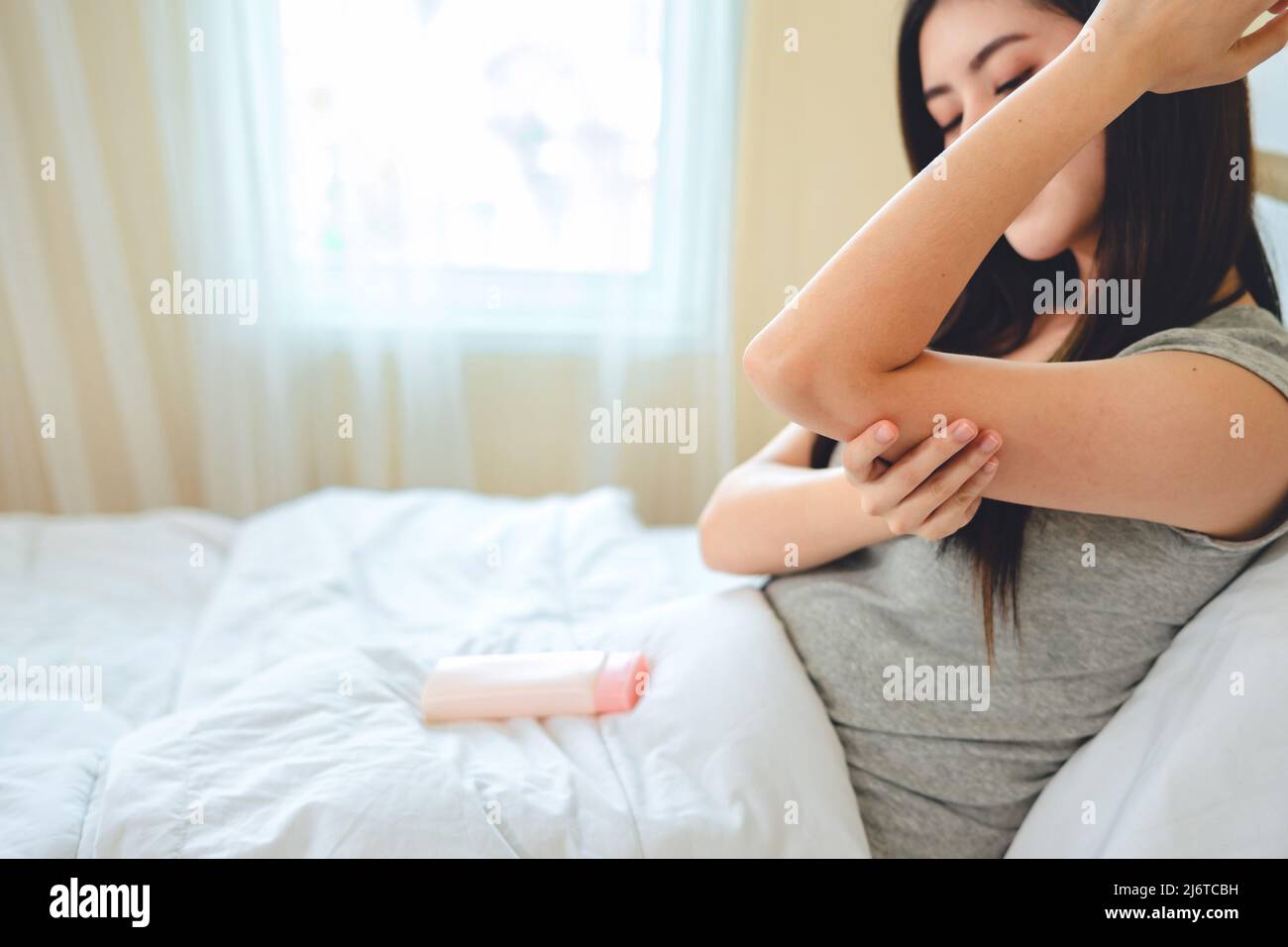 asian woman use lotion hands cream moisture and white moisturize lotion