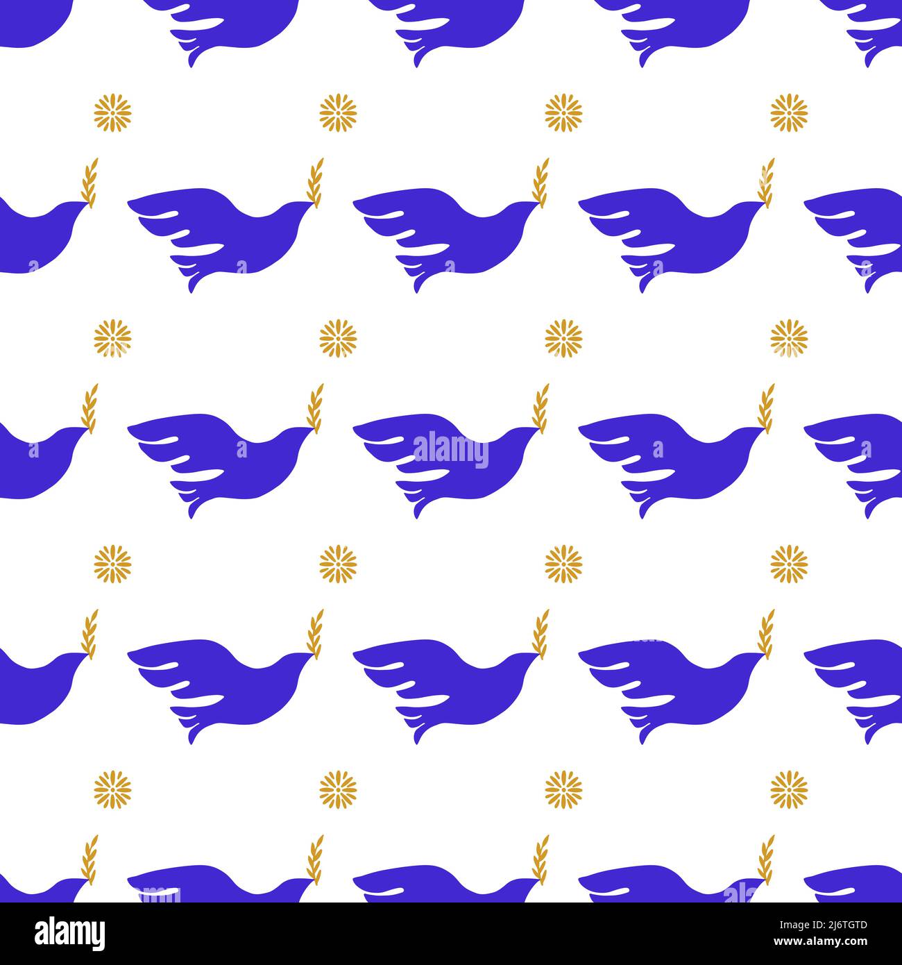 Bird of Peace Ethnic Textile Seamless Pattern. No war seamless background. Stock Vector