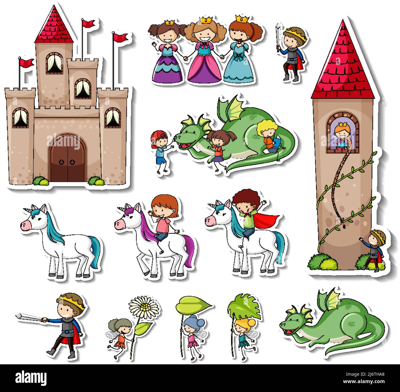 Sticker set of Fairy tale characters illustration Stock Vector Image ...