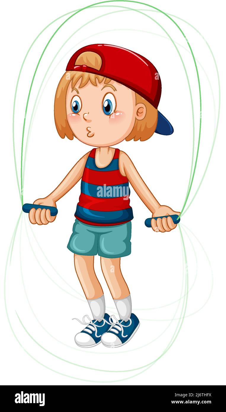 Cartoon girl jumping rope illustration Stock Vector Image & Art - Alamy