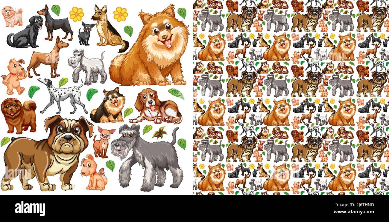 Cute animals cartoon seamless background illustration Stock Vector ...