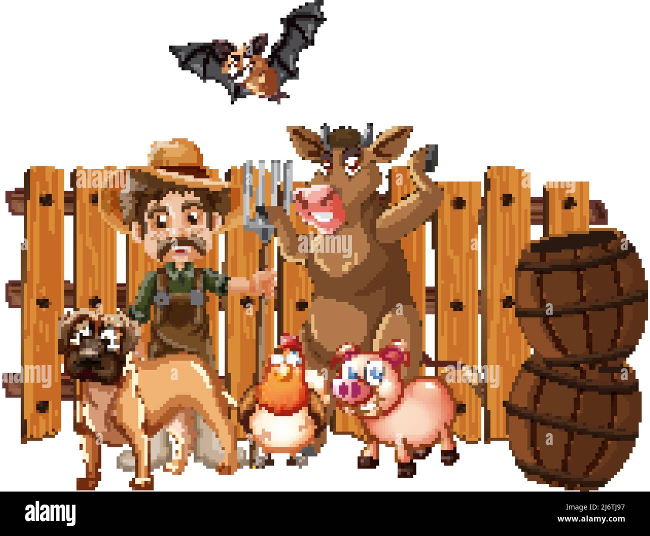 Farmer and many animals illustration Stock Vector Image & Art - Alamy