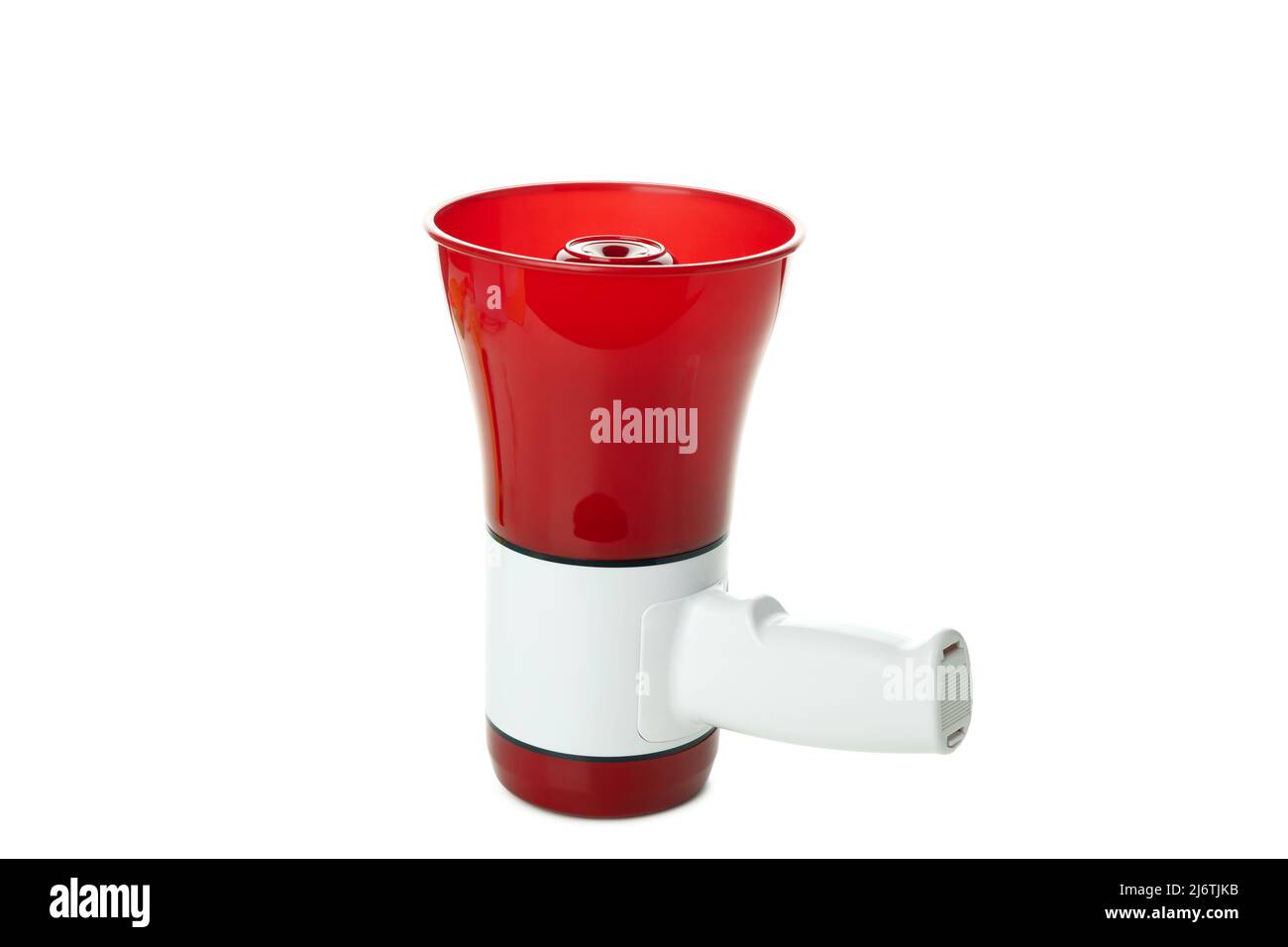 Red and white megaphone isolated on white background Stock Photo Alamy