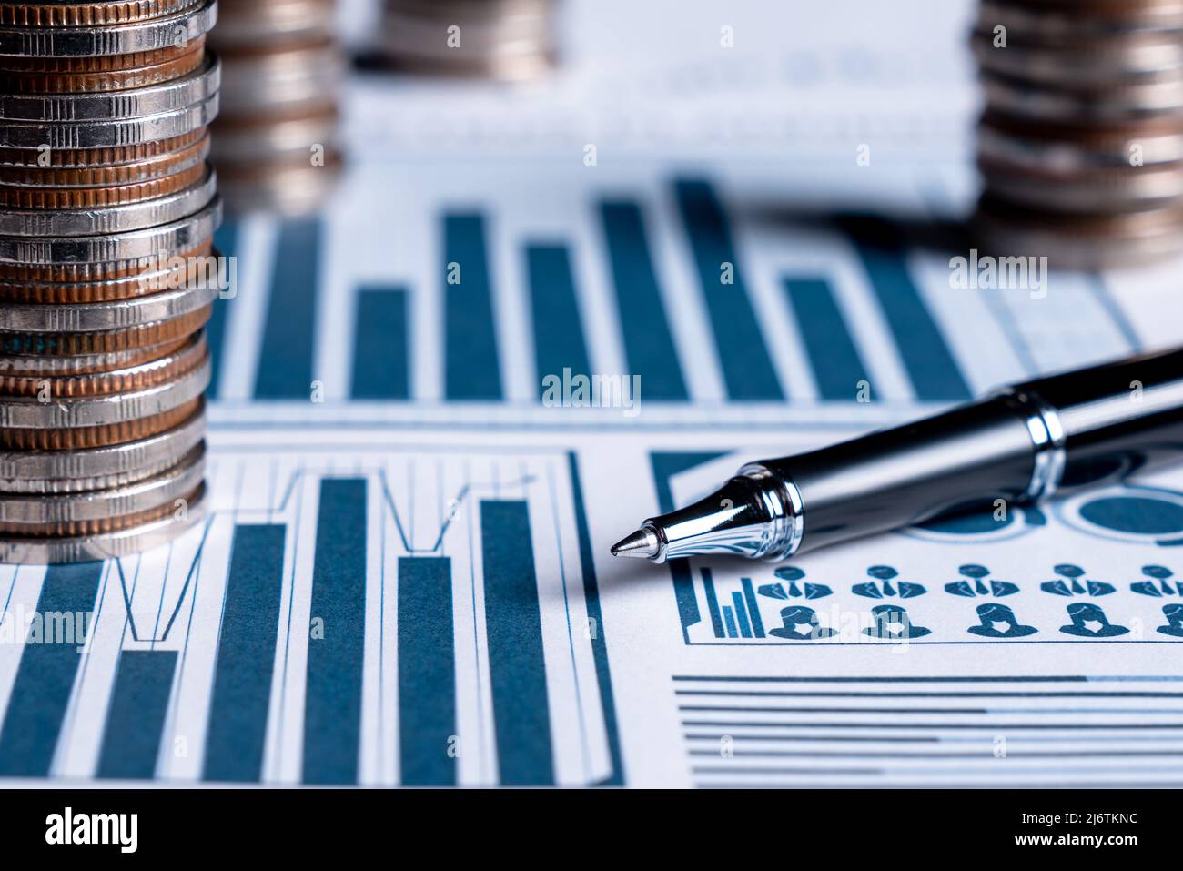 Pile of gold coins stack in finance treasury deposit bank account for