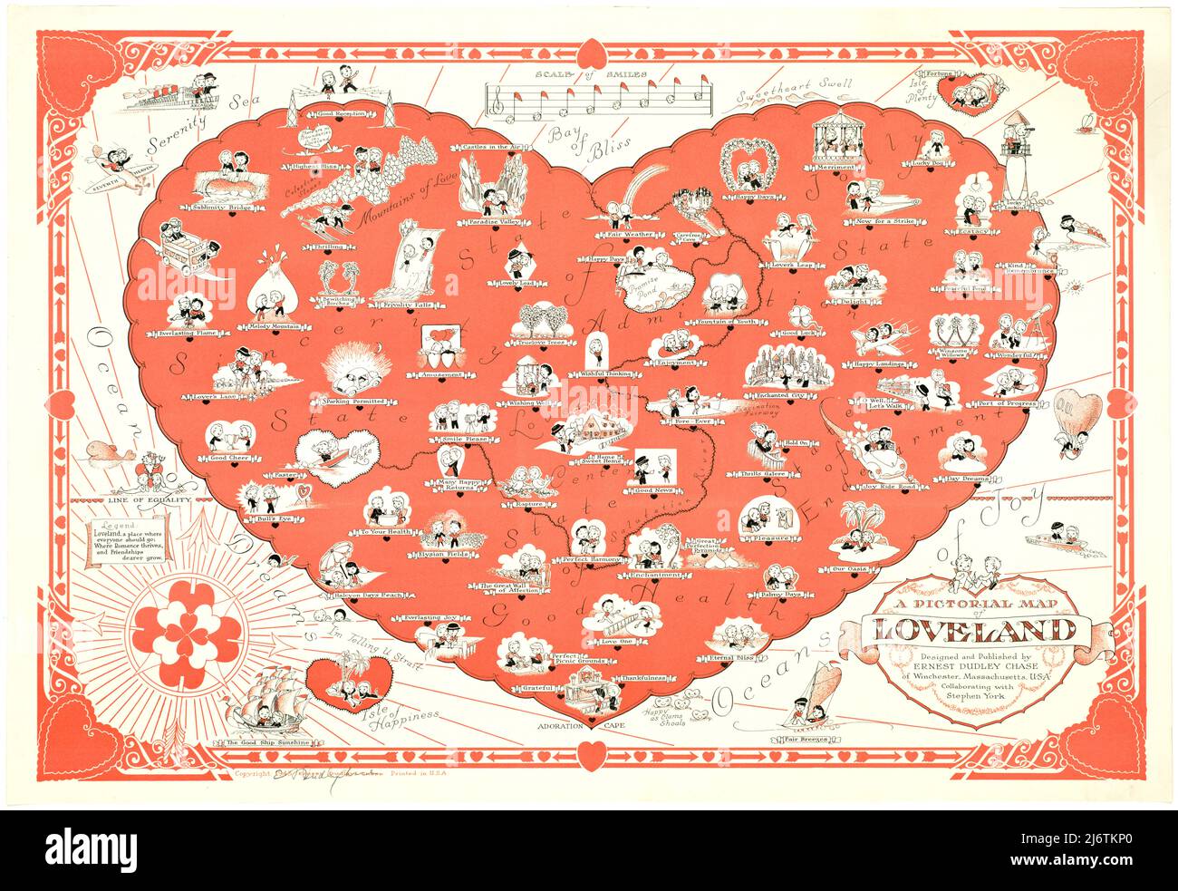 Ernest Dudley Chase - A Pictorial Map of Loveland - c1943 Stock Photo