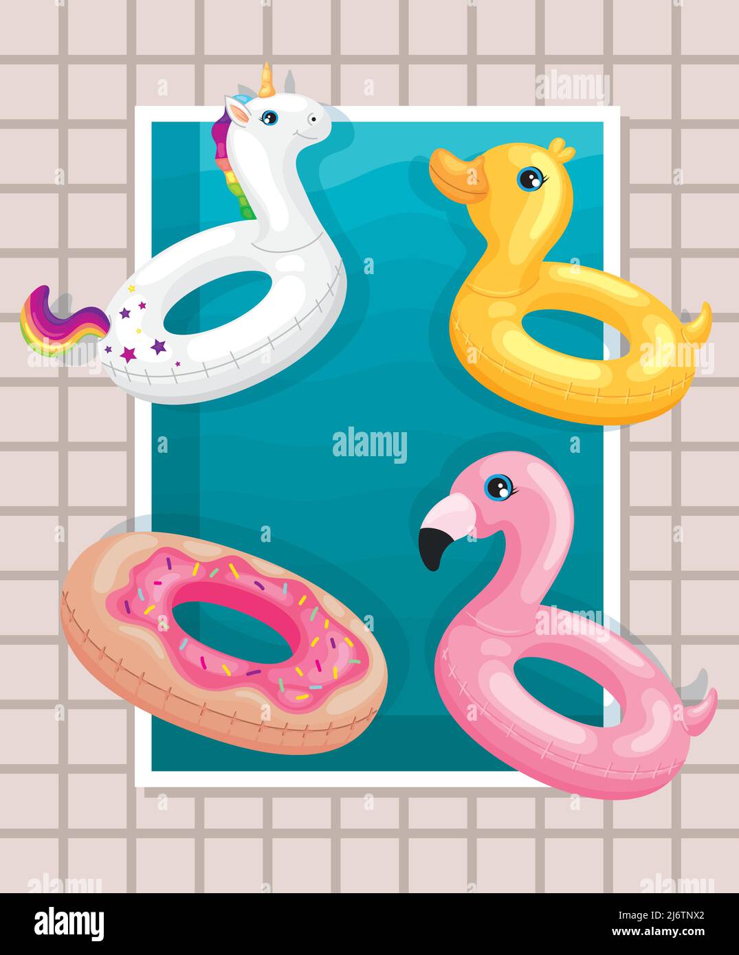 inflatables rings in pool Stock Vector Image & Art Alamy